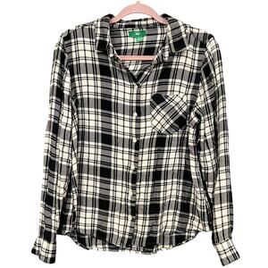 Dip Black + White Women's Button Down Flannel Large